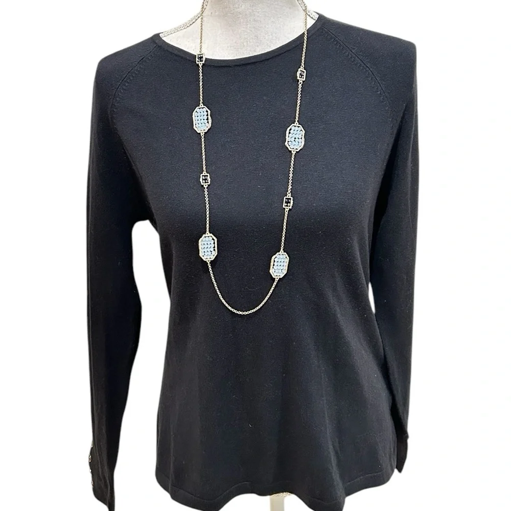 Pair of Boutique gold/silver tone delicate long necklaces faceted beads gunmetal